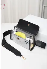 Hana/Faire Solid Trim Clear Stadium Crossbody Bag - Gold