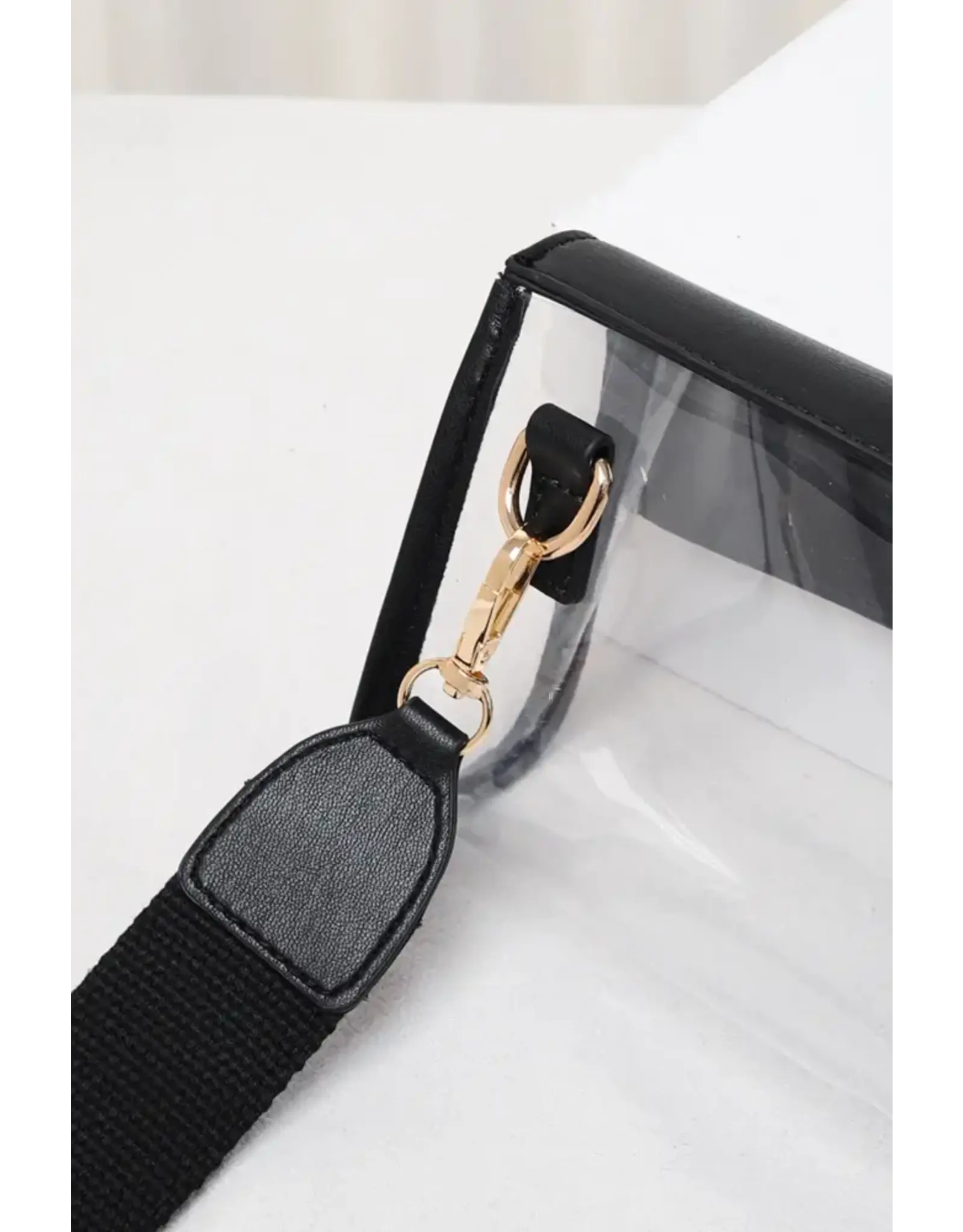 Hana/Faire Solid Trim Clear Stadium Crossbody Bag - Gold