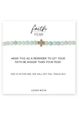 Lenny & Eva/Faire Faith Over Fear Cross Bracelet, 4mm-Amazonite