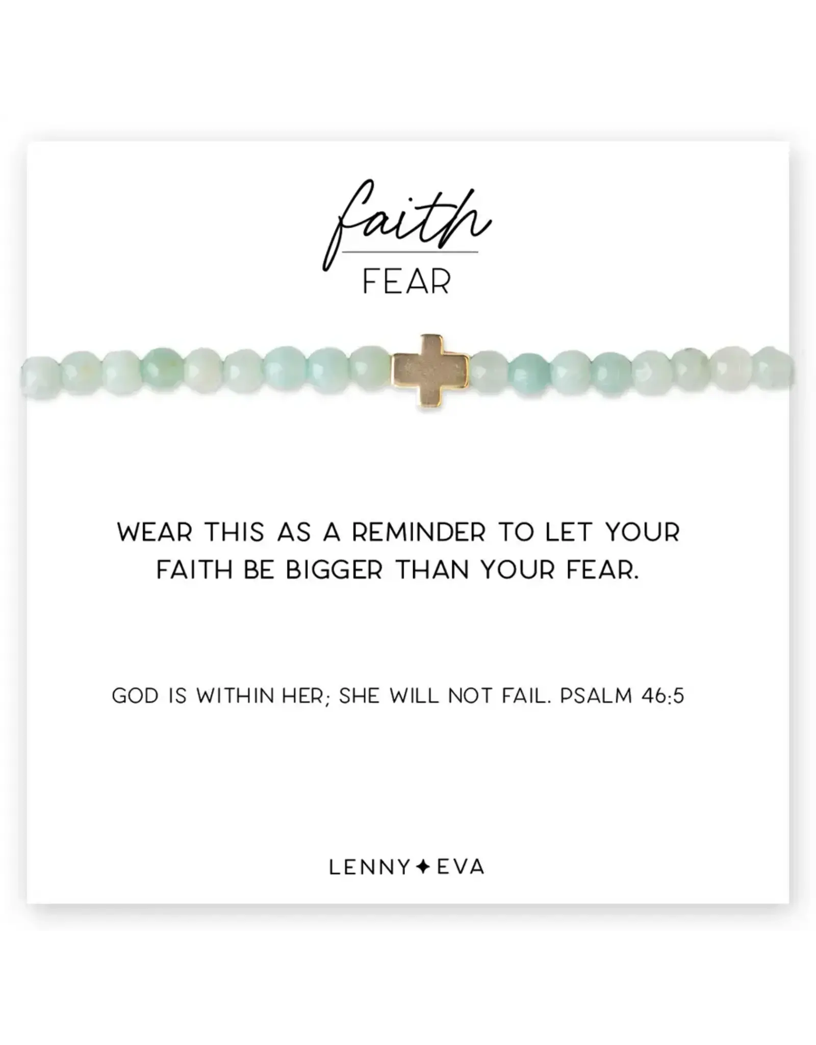 Lenny & Eva/Faire Faith Over Fear Cross Bracelet, 4mm-Amazonite