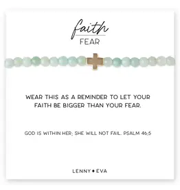 Lenny & Eva/Faire Faith Over Fear Cross Bracelet, 4mm-Amazonite