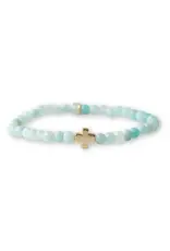 Lenny & Eva/Faire Faith Over Fear Cross Bracelet, 4mm-Amazonite