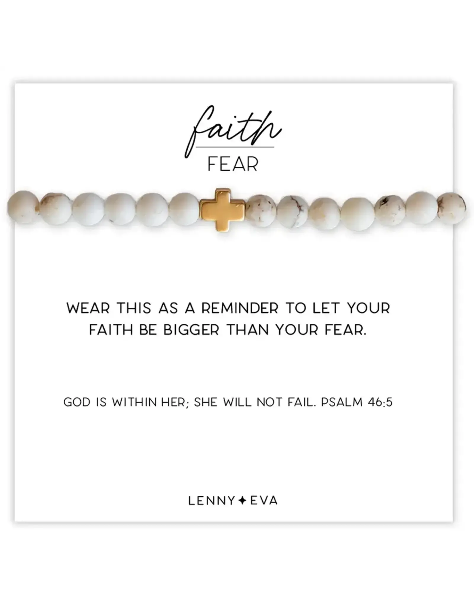 Lenny & Eva/Faire Faith Over Fear Cross Bracelet, 6mm-Howlite