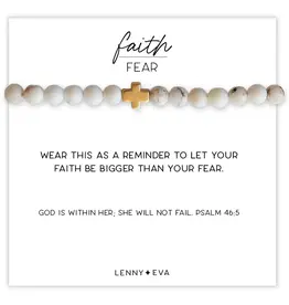 Lenny & Eva/Faire Faith Over Fear Cross Bracelet, 6mm-Howlite