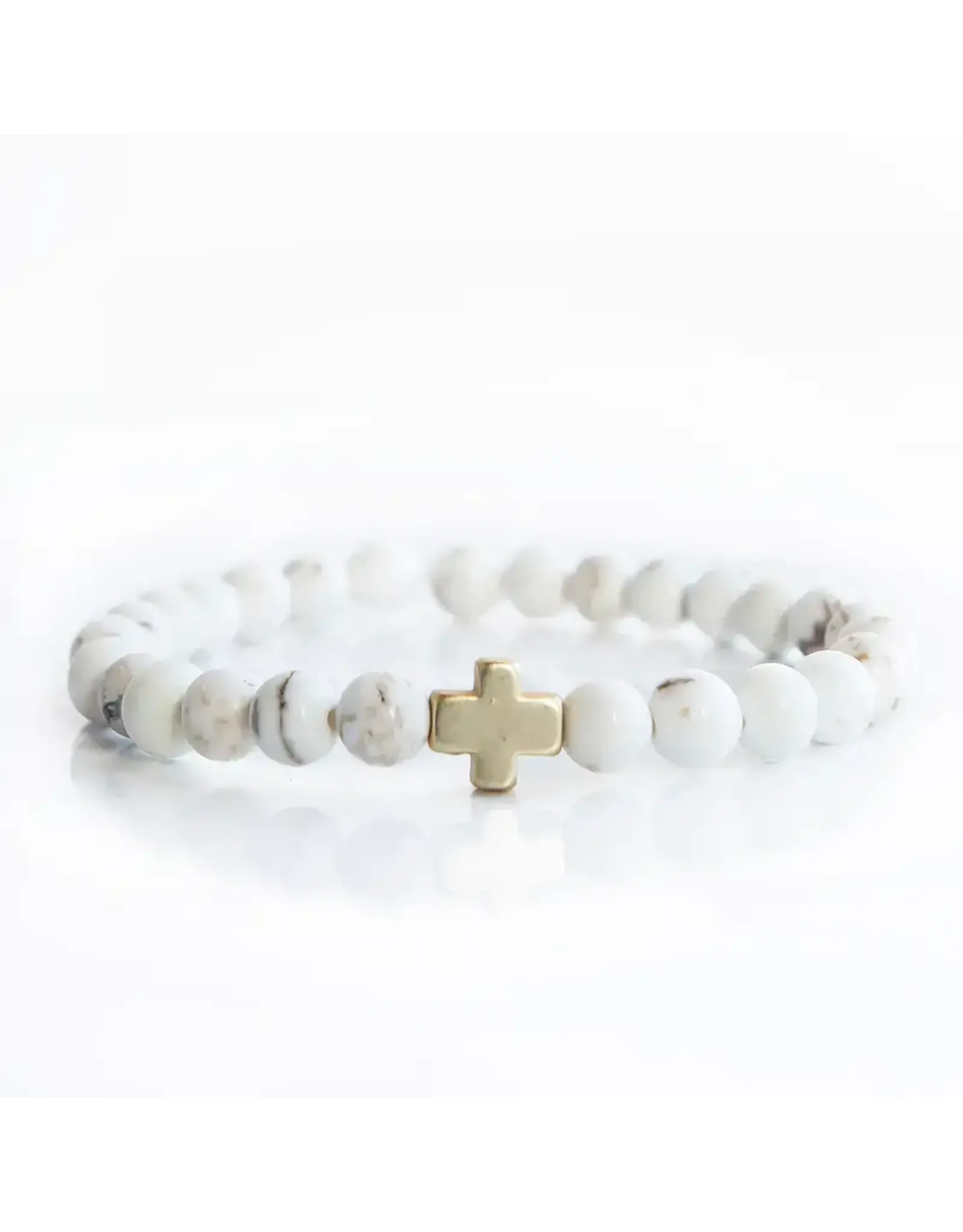 Lenny & Eva/Faire Faith Over Fear Cross Bracelet, 6mm-Howlite