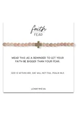 Lenny & Eva/Faire Faith Over Fear Cross Bracelet, 4mm-Sunstone