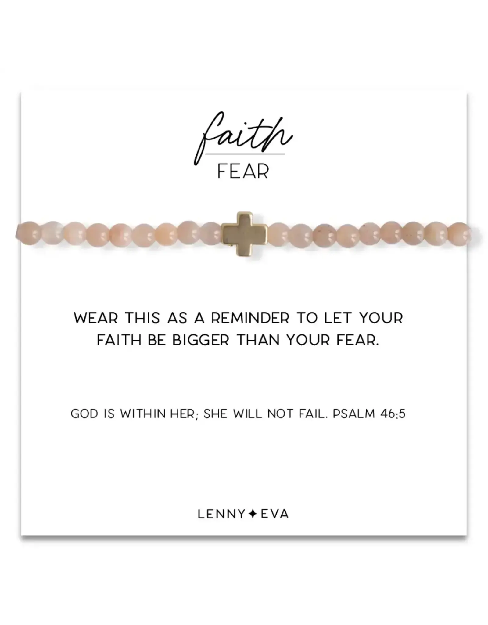 Lenny & Eva/Faire Faith Over Fear Cross Bracelet, 4mm-Sunstone