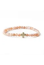 Lenny & Eva/Faire Faith Over Fear Cross Bracelet, 4mm-Sunstone
