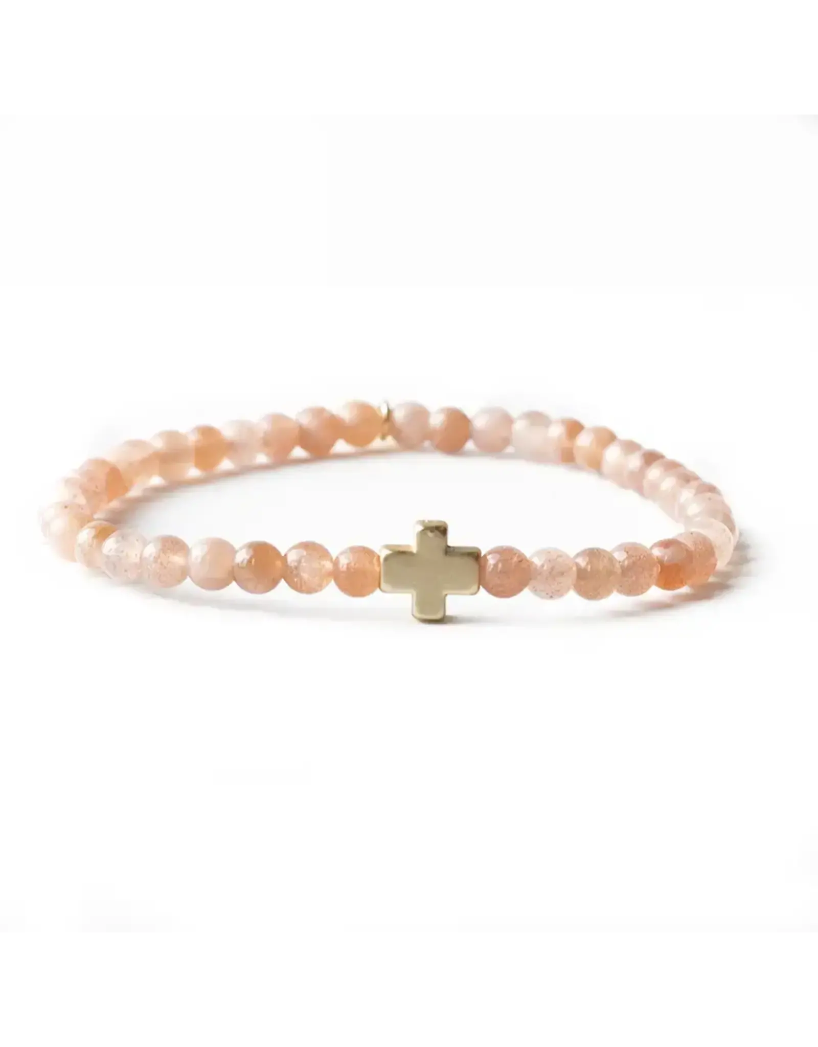 Lenny & Eva/Faire Faith Over Fear Cross Bracelet, 4mm-Sunstone