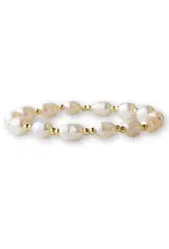 Lenny & Eva/Faire Gilded Gold Beaded Stretch Bracelet - Pearl