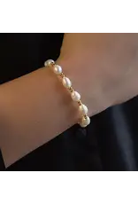 Lenny & Eva/Faire Gilded Gold Beaded Stretch Bracelet - Pearl