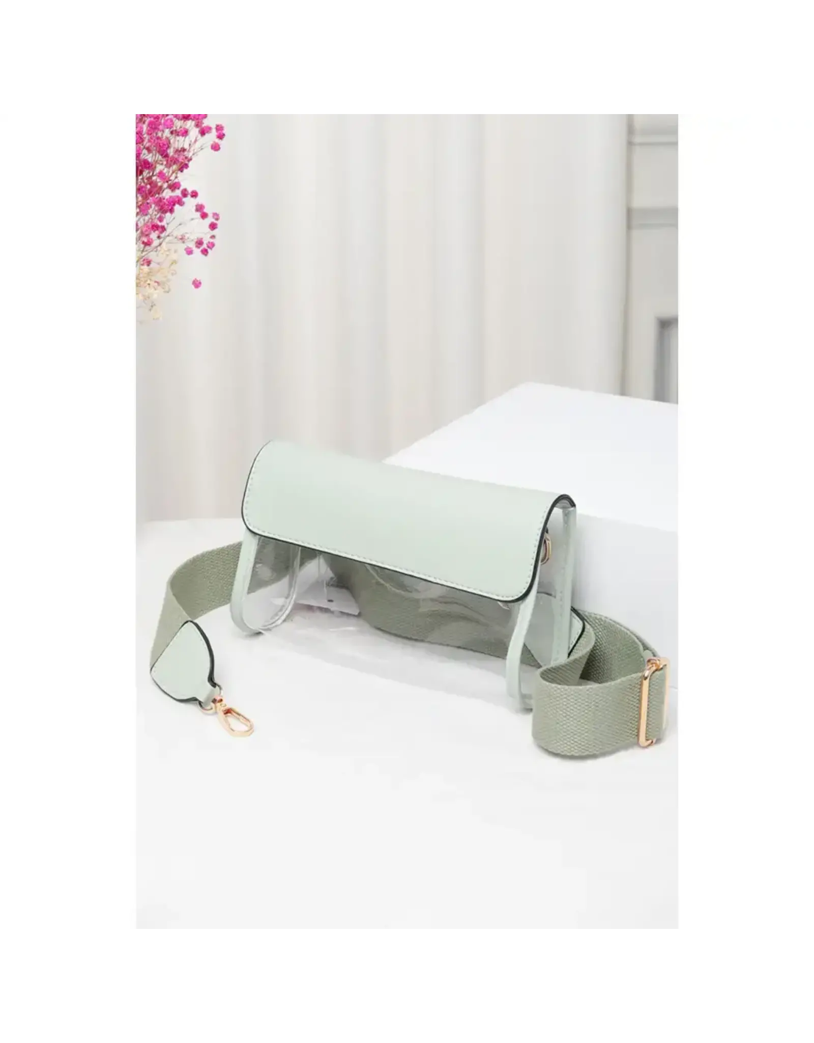 Hana/Faire Solid Trim Clear Stadium Crossbody Bag - Mint