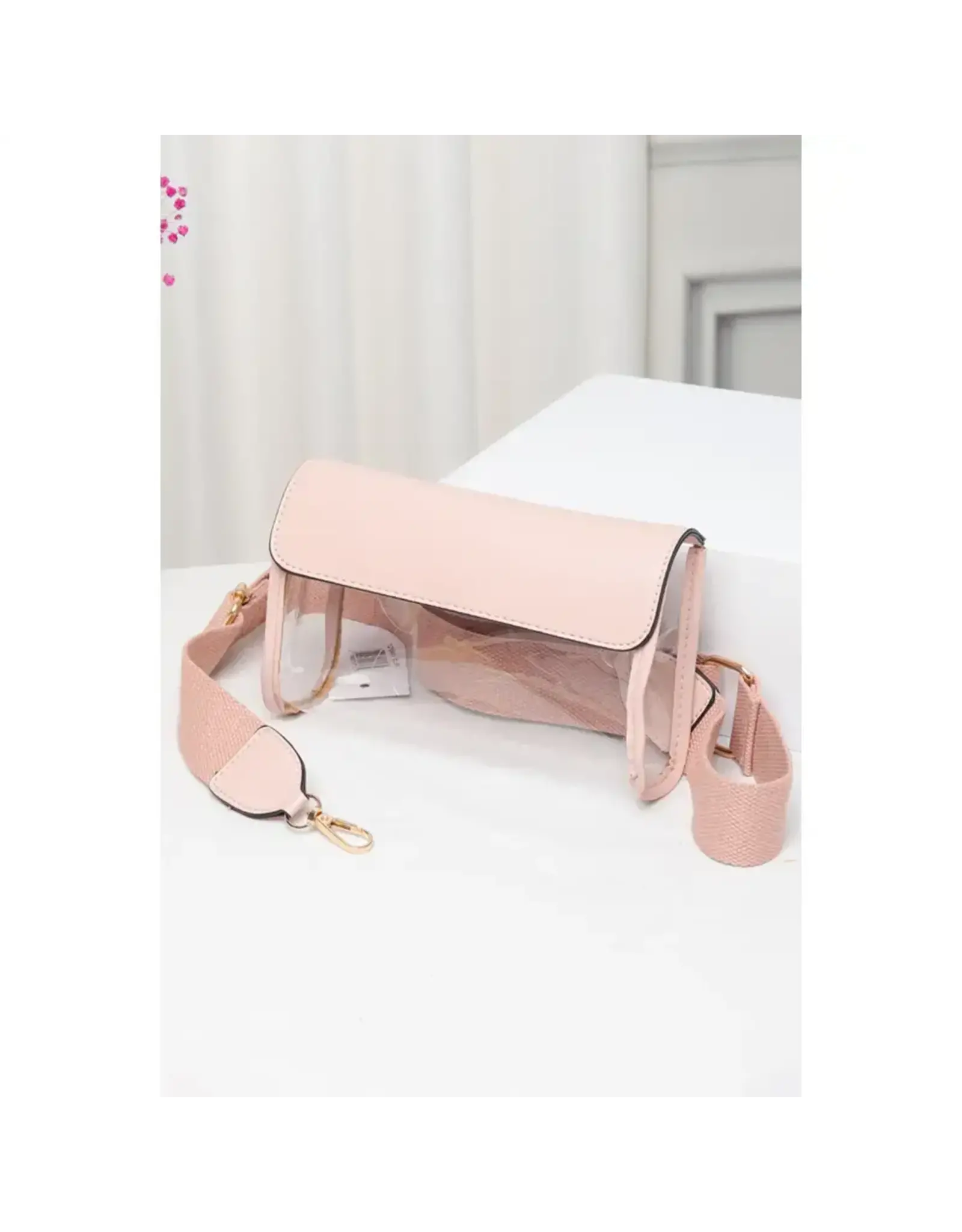 Hana/Faire Solid Trim Clear Stadium Crossbody Bag - Pink