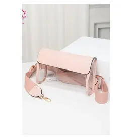 Hana/Faire Solid Trim Clear Stadium Crossbody Bag - Pink