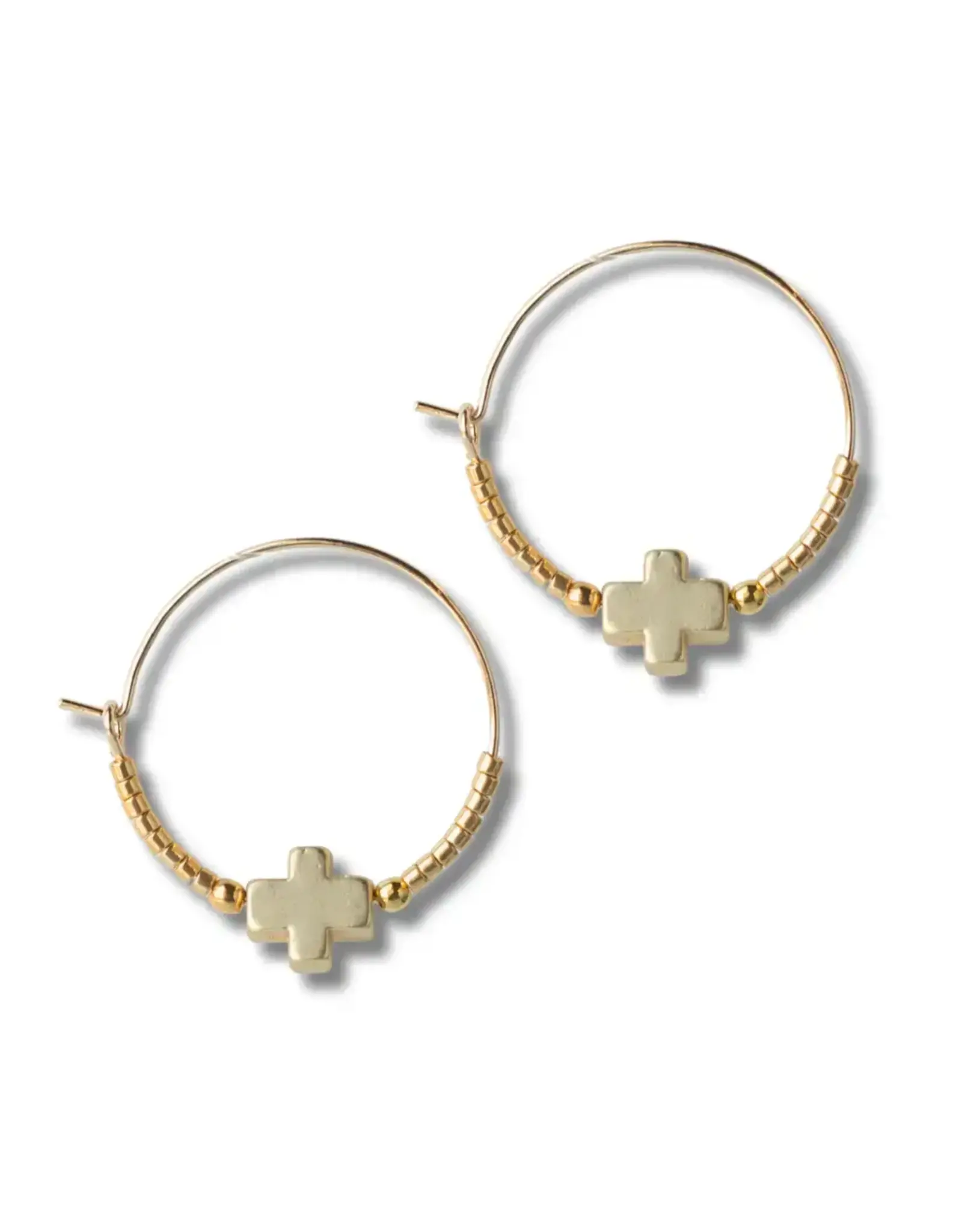 Lenny & Eva/Faire Faithful Cross Beaded Earrings - Gold
