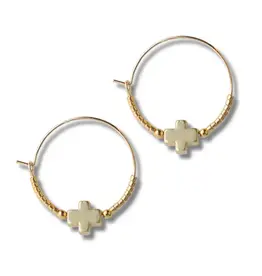 Lenny & Eva/Faire Faithful Cross Beaded Earrings - Gold