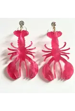 Louie Love ﻿﻿Marble Red Acrylic Louisiana Crawfish Earring