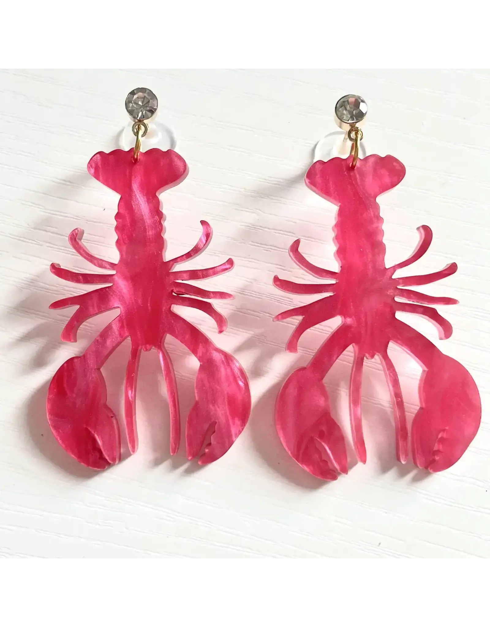 Louie Love ﻿﻿Marble Red Acrylic Louisiana Crawfish Earring