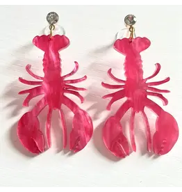 Louie Love ﻿﻿Marble Red Acrylic Louisiana Crawfish Earring