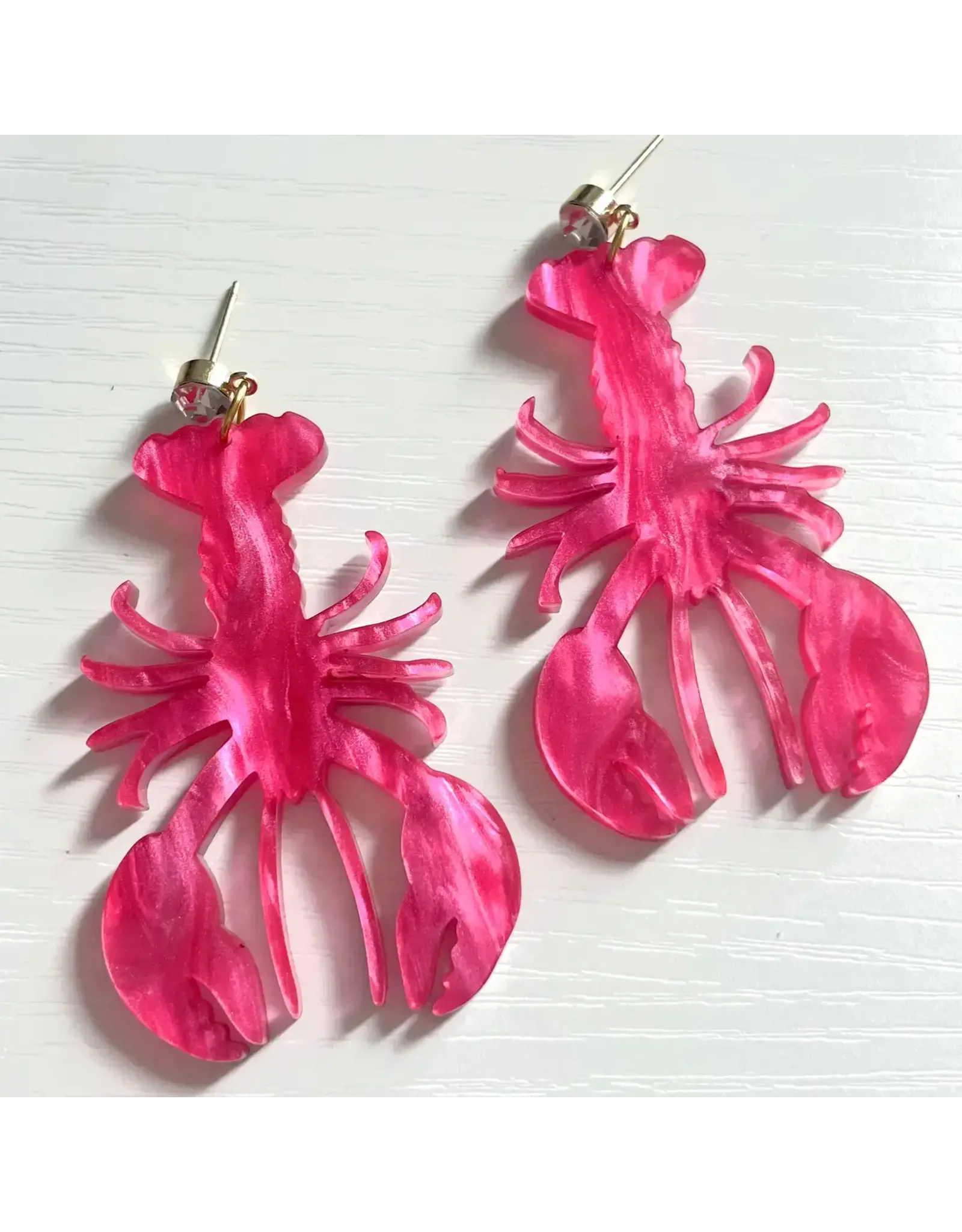 Louie Love ﻿﻿Marble Red Acrylic Louisiana Crawfish Earring