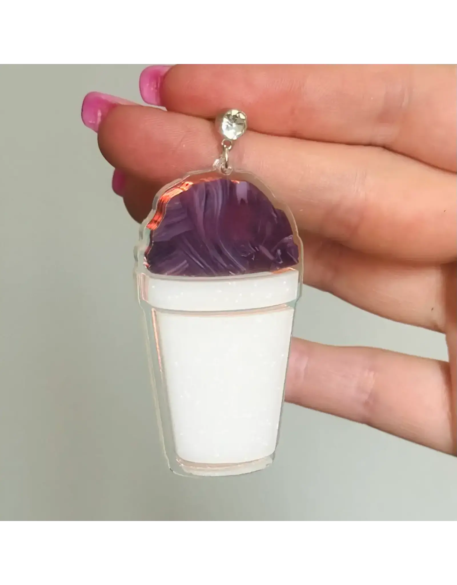 Louie Love New Orleans Snowball Earrings -Purple