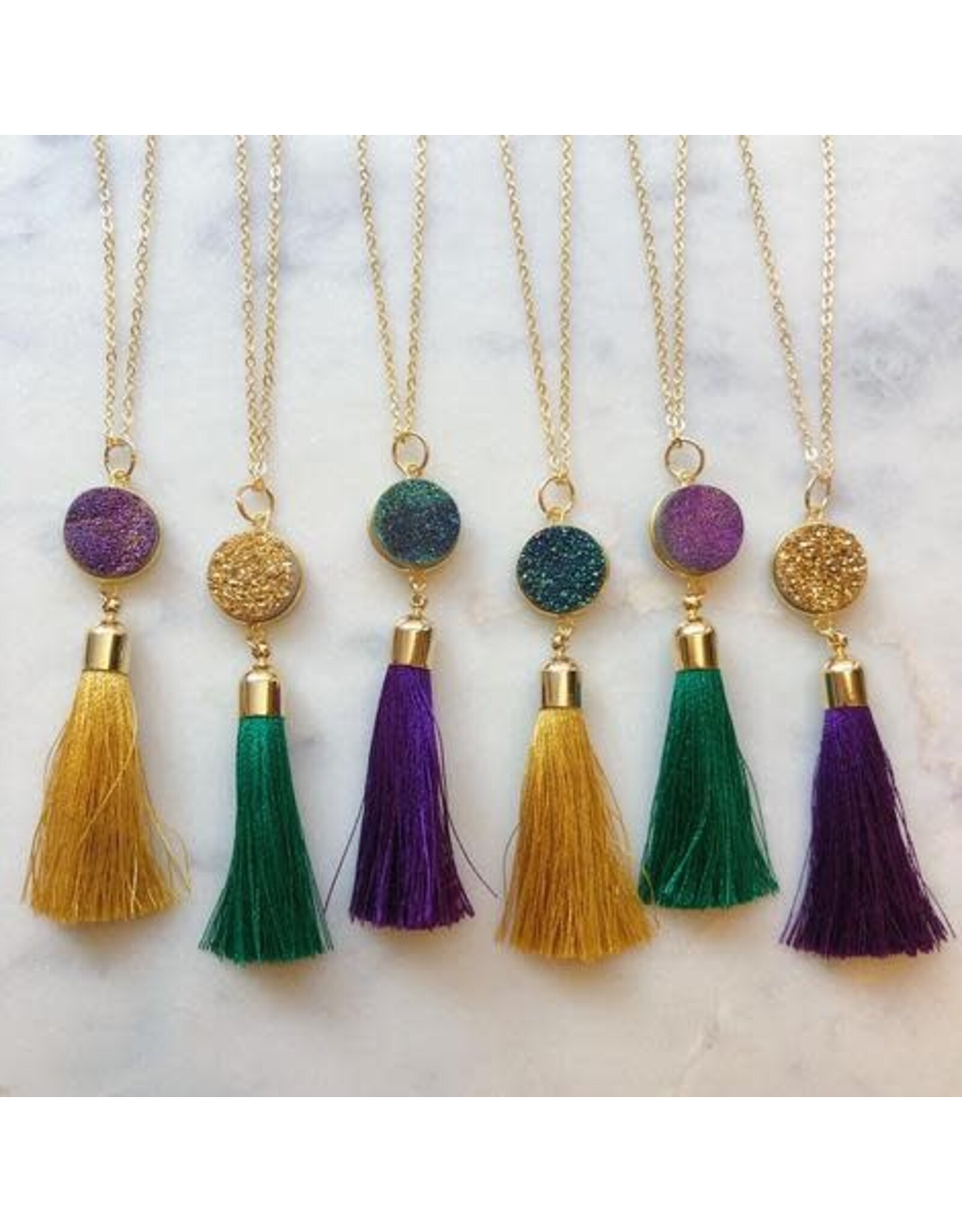 Laalee Designs LLC Mardi Gras Druzy Necklace (gold/green)