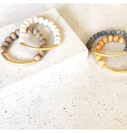 Tweet & Peep Jewelry The Dianne Beaded Bracelet -Grey