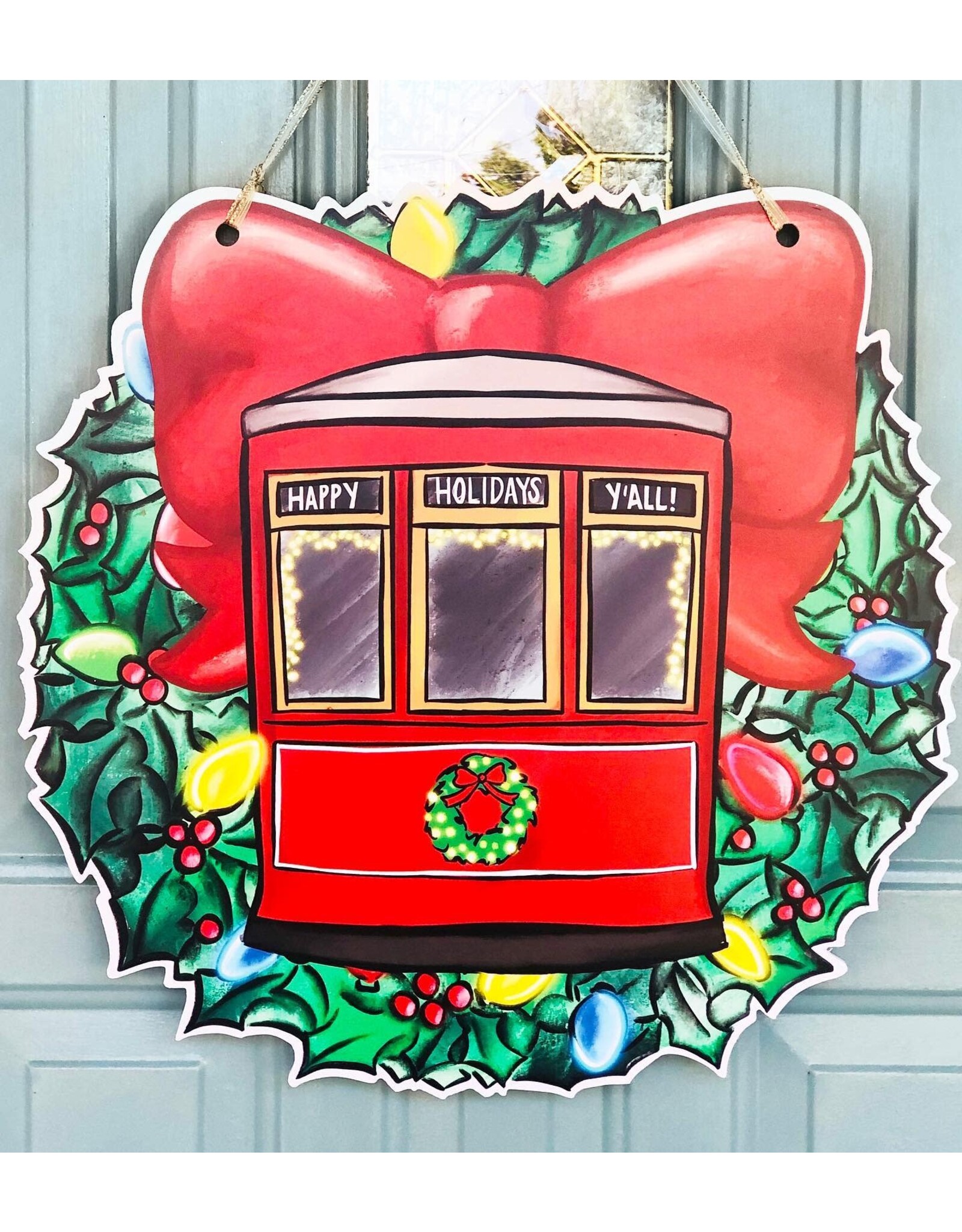 Art By Allie Streetcar Wreath Doorhanger