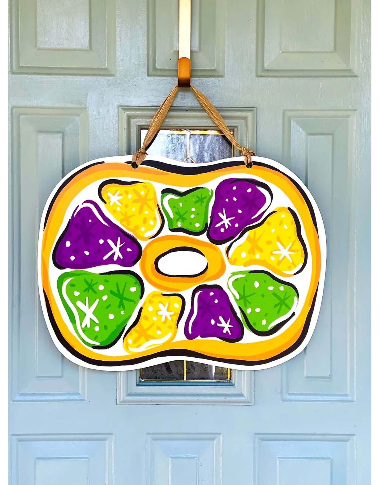 Art By Allie Mardi Gras King Cake Doorhanger