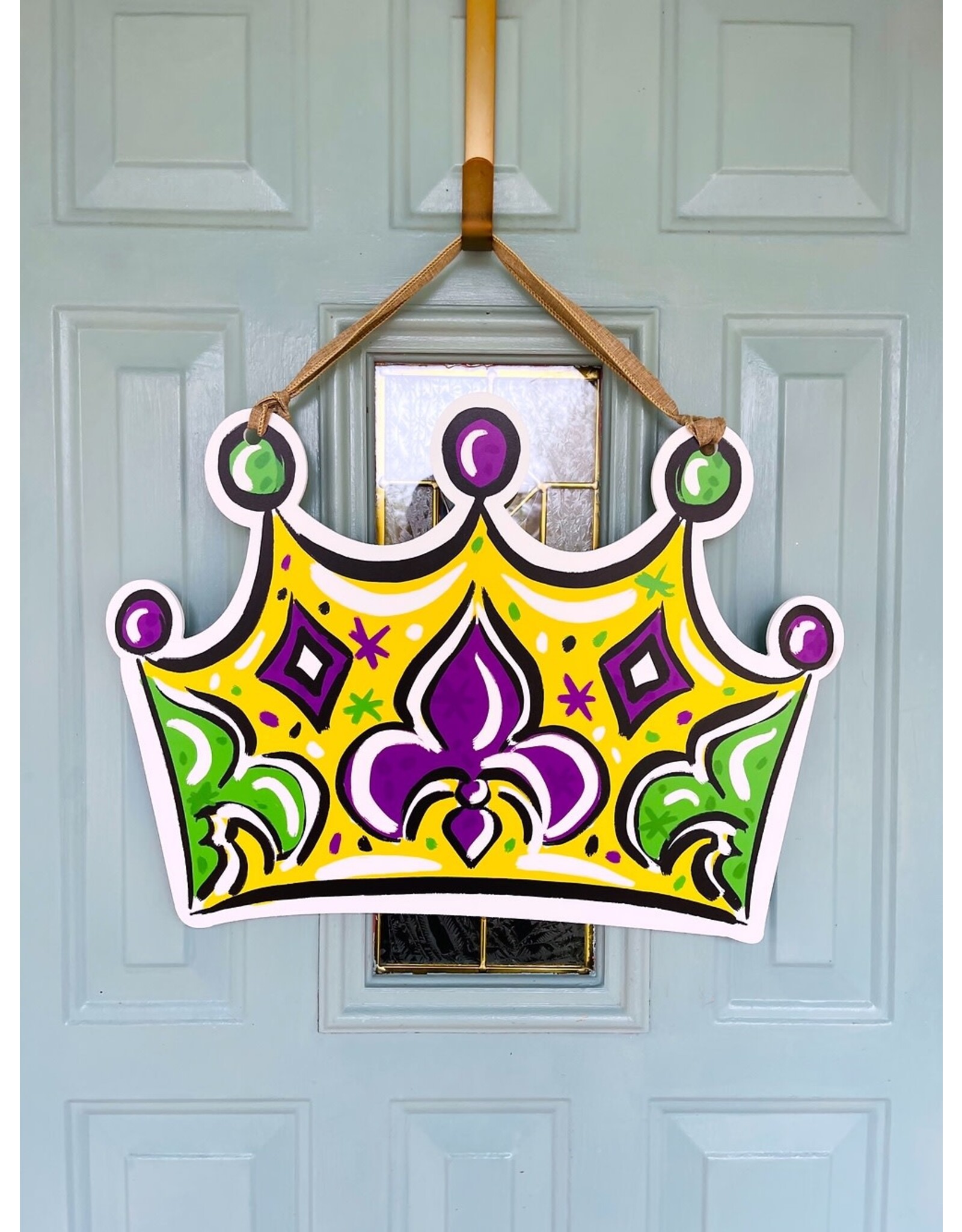 Art By Allie Mardi Gras Crown Doorhanger