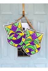 Art By Allie Comedy / Tragedy Mardi Gras Masks Doorhanger