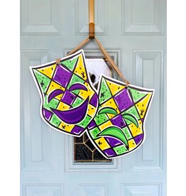 Art By Allie Comedy / Tragedy Mardi Gras Masks Doorhanger