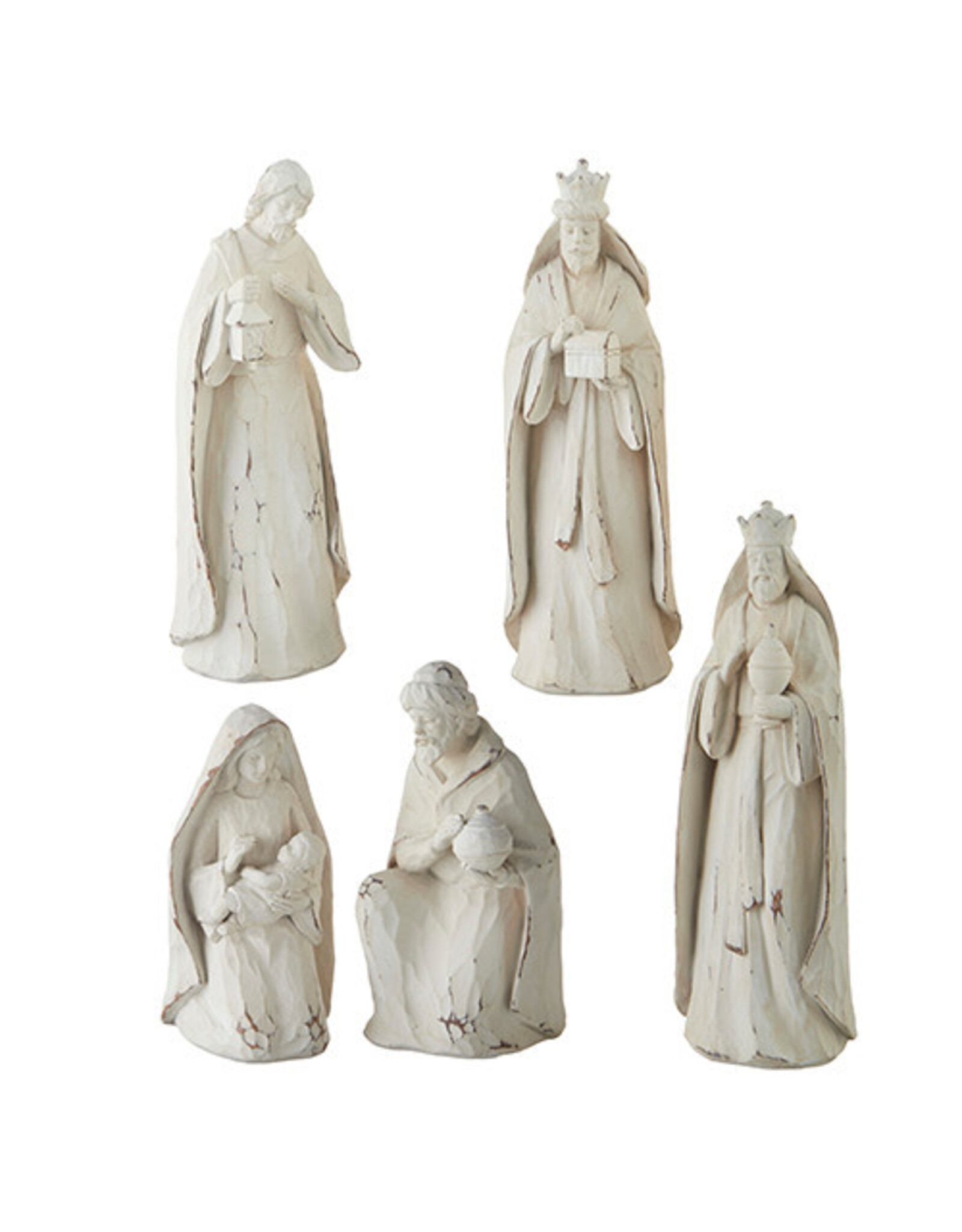 Raz Imports 10" Whitewash Nativity Set/ 5