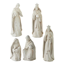 Raz Imports 10" Whitewash Nativity Set/ 5 Raz Imports 10" Whitewash Nativity Set/ 5