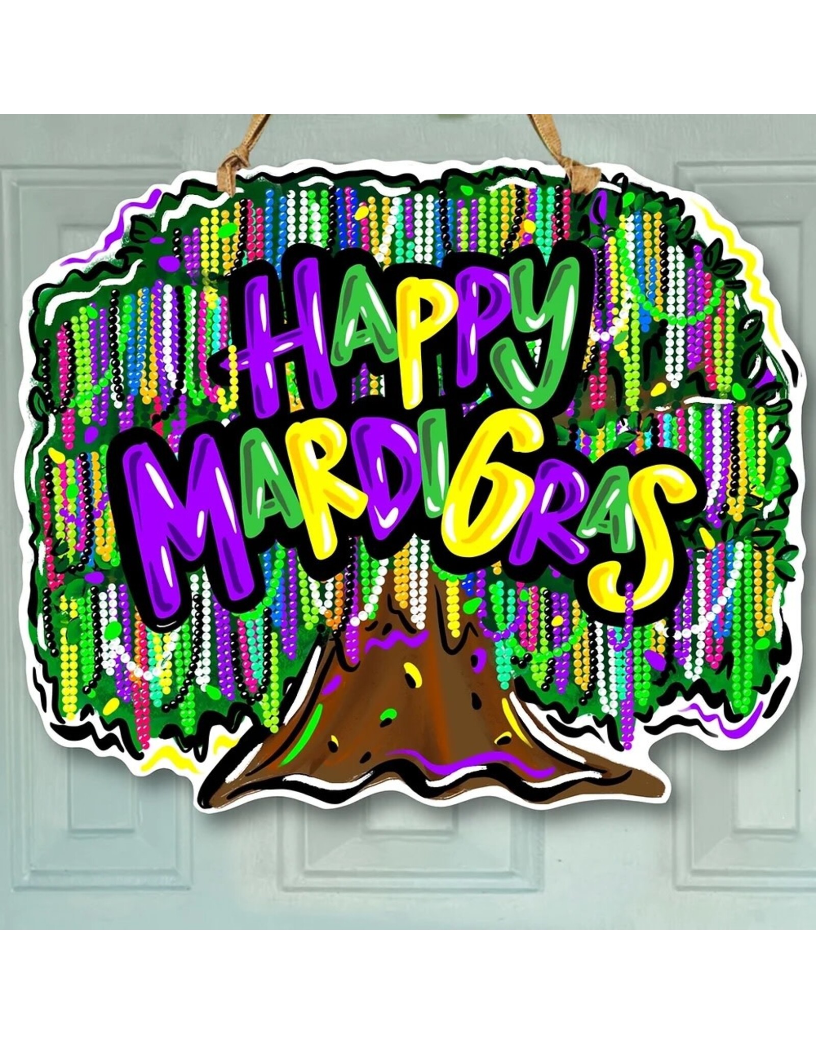 Art By Allie Mardi Gras Bead Tree Doorhanger