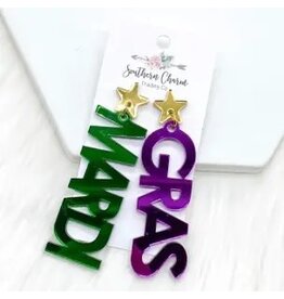 Southern Charm Trading Co 3.25" Stars & Mardi Gras Acrylic Dangles
