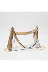 Queens Designs Top Zip Medium Clear Bag - Gold
