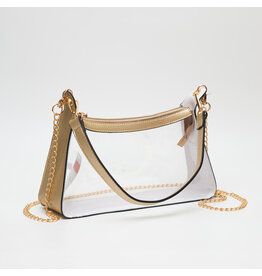 Queens Designs Top Zip Medium Clear Bag - Gold