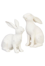Raz Imports Distressed White Rabbits  - set of 2
