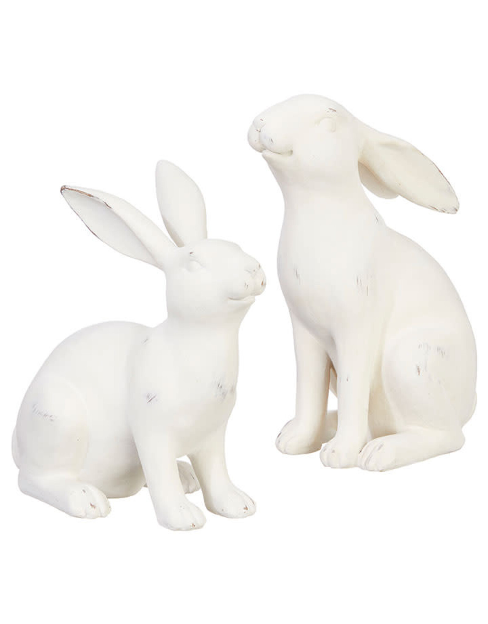 Raz Imports Distressed White Rabbits  - set of 2