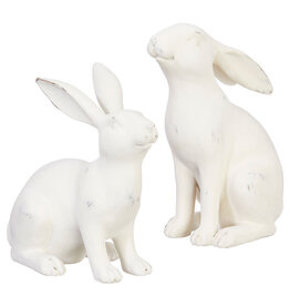 Raz Imports Distressed White Rabbits  - set of 2