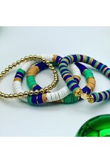 MM Custom Creations Mardi Gras multi - color /block color Small Wrist Bracelet 6.5