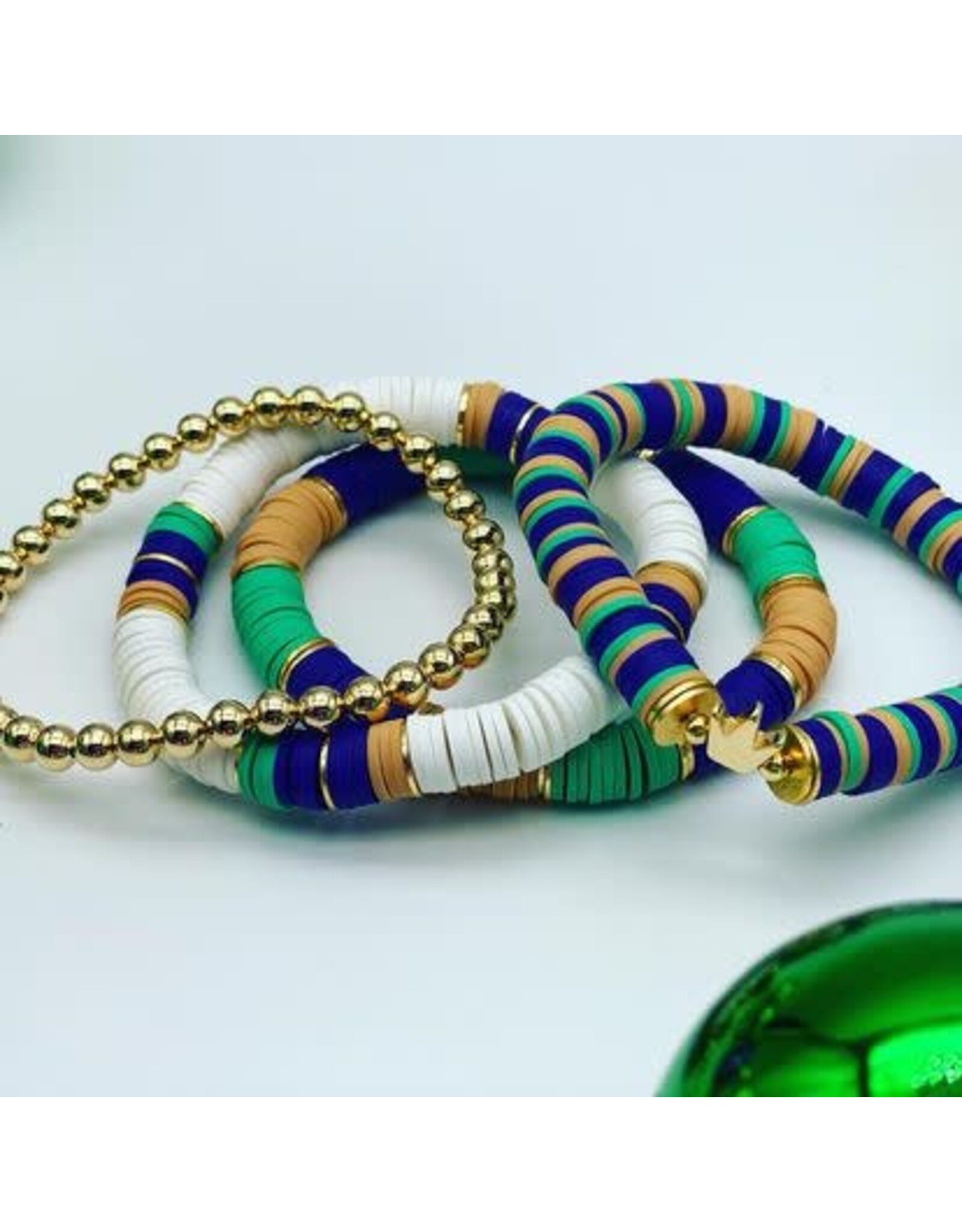 MM Custom Creations Mardi Gras multi - color /block color Small Wrist Bracelet 6.5