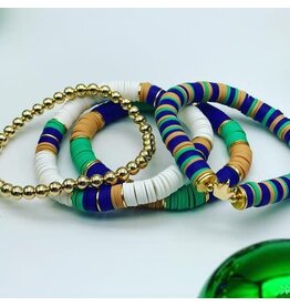 MM Custom Creations Mardi Gras multi - color /block color Small Wrist Bracelet 6.5
