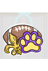 Art By Madicat LSU Paw Print Saints Fleur De Lis Football Fall Doorhanger