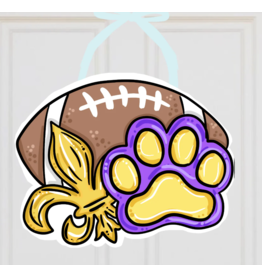 Art By Madicat LSU Paw Print Saints Fleur De Lis Football Fall Doorhanger