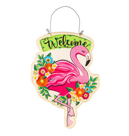 Evergreen Enterprises Floral Flamingo Welcome Estate Door Décor
