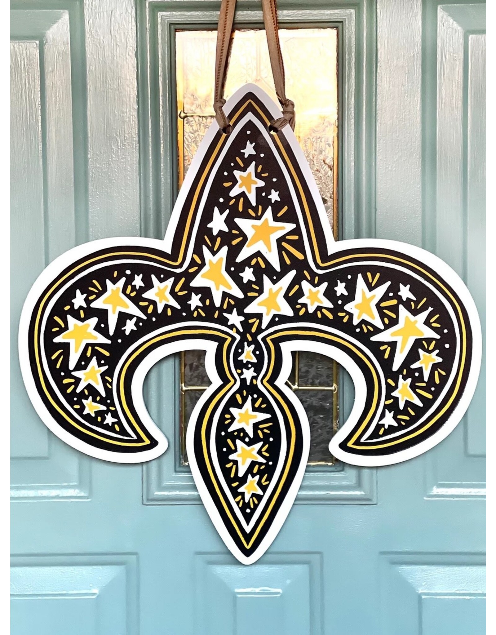 Art By Allie Black & Gold Fleur De Lis Door Hanger