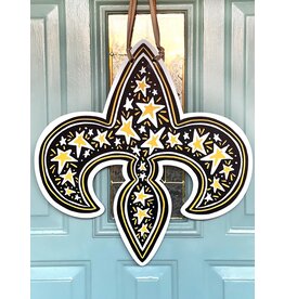 Art By Allie Black & Gold Fleur De Lis Door Hanger