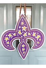 Art By Allie Purple And Gold Fleur De Lis Door Hanger